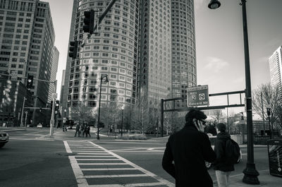 People walking on city street