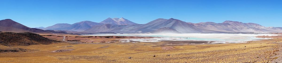 Scenic view of desert against clear sky