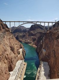 Bridge over river against sky view from hoover dam