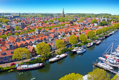 Aerial from the city enkhuizen in the netherlands