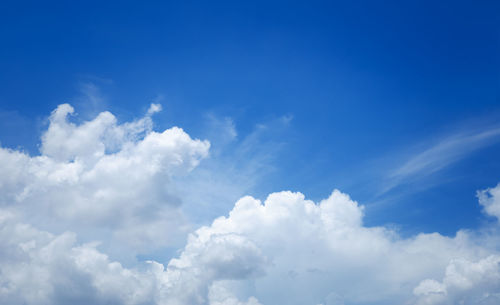 Low angle view of clouds in blue sky