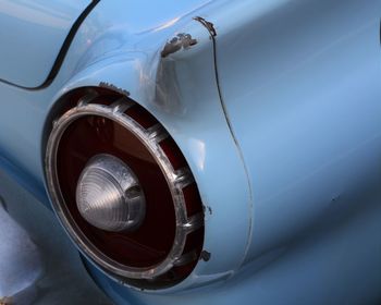 High angle view of blue vintage car headlight