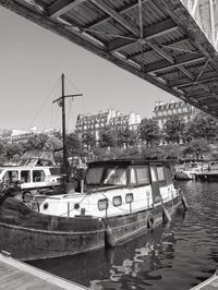View of bridge over river in city