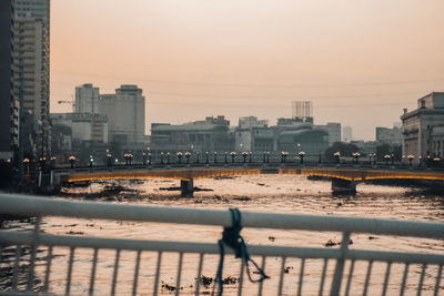 View of city at sunset