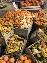 High angle view of fruits for sale at market stall