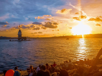 Scenic view of sea during sunset