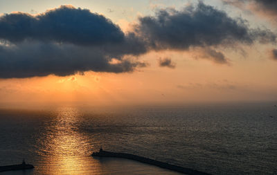 Scenic view of sea against sky during sunset