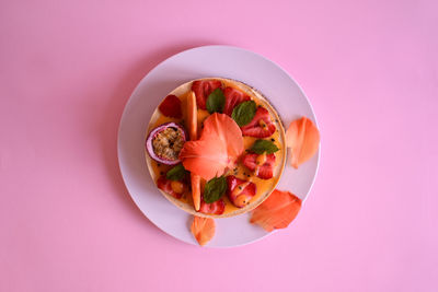 Directly above shot of fruit salad in plate