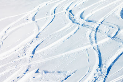 High angle view of snow covered mountain