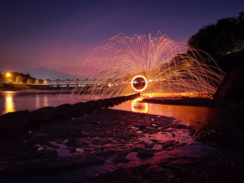 Illuminated light trails at night