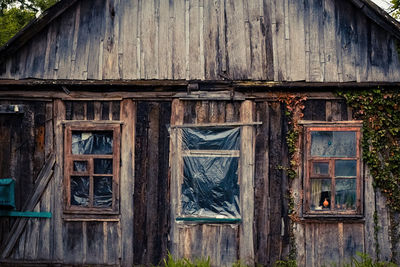 Full frame shot of old wooden door of building