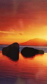 Scenic view of sea during sunset