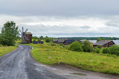 Landscape with windmil on kizhi island, russia