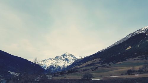 Scenic view of mountains against sky