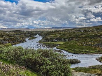 Scenic view of river against sky
