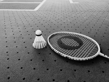 High angle view of badminton racket