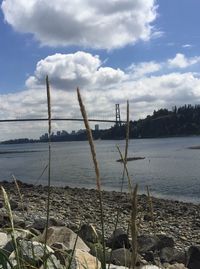 Scenic view of sea against cloudy sky