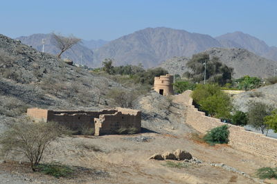 Scenic view of mountains against clear sky