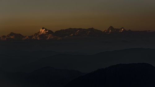 Mount trishul and nanda devi peaks from nainital uttarakhand india