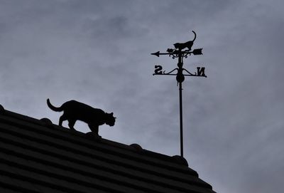 Low angle view of silhouette statue against sky