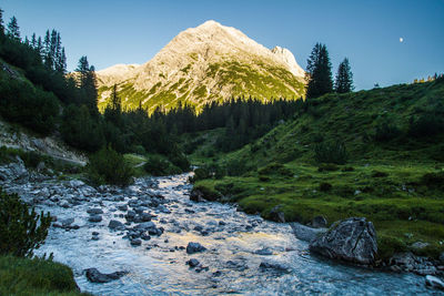 Scenic view of river flowing through rocks