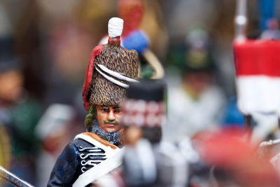 Close-up of military figurines