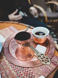 Close-up of tea cup on table