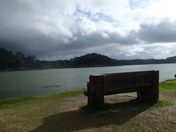 Scenic view of sea against cloudy sky