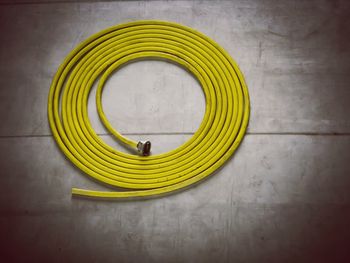 High angle view of hose on floor