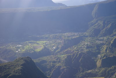 Aerial view of mountains against sky