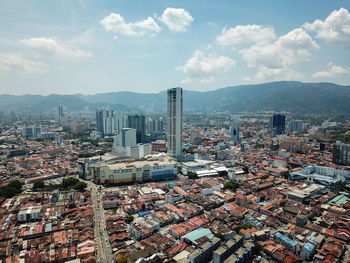 High angle view of townscape against sky