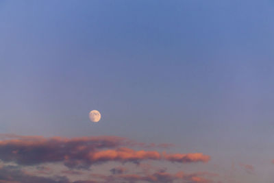 Low angle view of moon against blue sky
