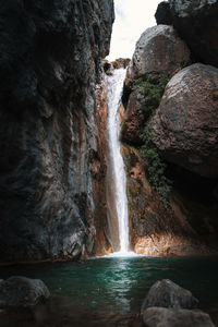 Scenic view of waterfall