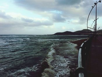 Scenic view of sea against cloudy sky