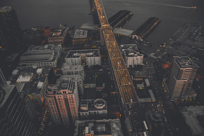 Illuminated cityscape at night