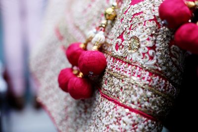 Close up of beautiful bridal outfit 