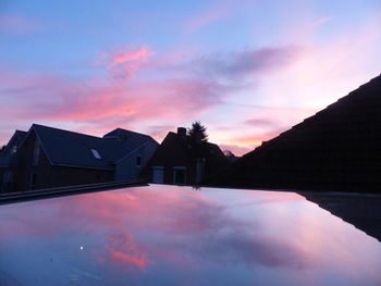 Scenic view of silhouette mountain against sky during sunset