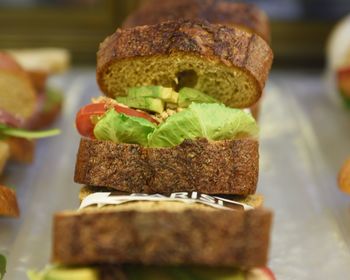 Close-up of sandwich on table