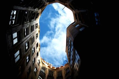 Low angle view of building against cloudy sky