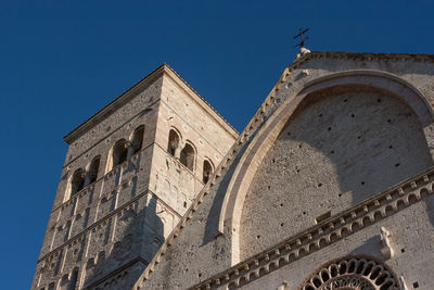 Low angle view of cathedral against clear blue sky