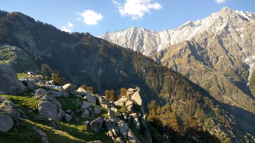 Scenic view of rocky mountains against sky