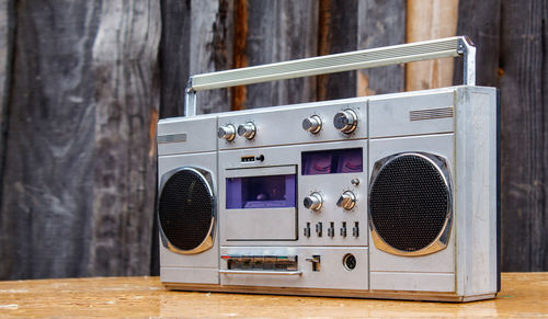 Old vintage radio on table