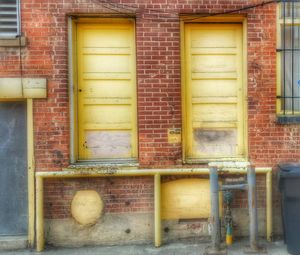 Closed door of old building