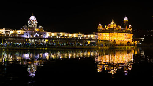 Illuminated mosque at night