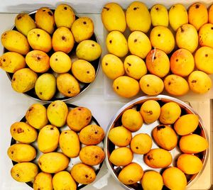 High angle view of fruits for sale at market stall