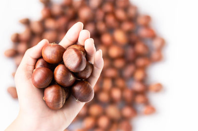 Close-up of hand holding berries