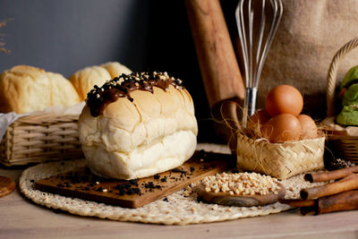 Close-up of dessert in plate on table