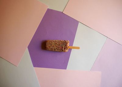 High angle view of cake on table