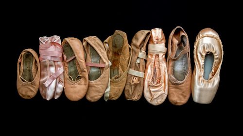 Close-up of shoes against black background