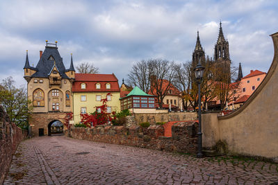 Meissen old town with the middle castle gate